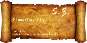 Simonics Zia névjegykártya